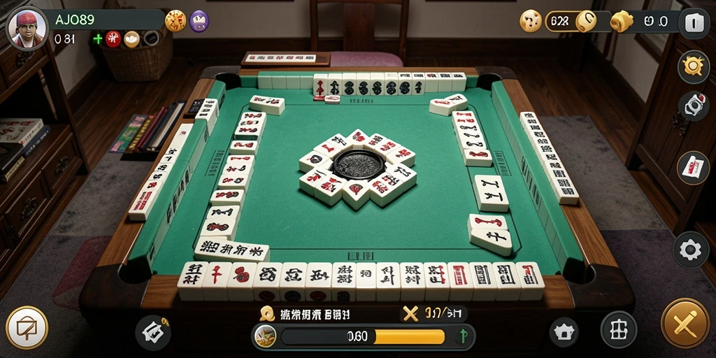 Tangkapan layar utama AJO89 menunjukkan gameplay Mahjong yang seru dan menantang.