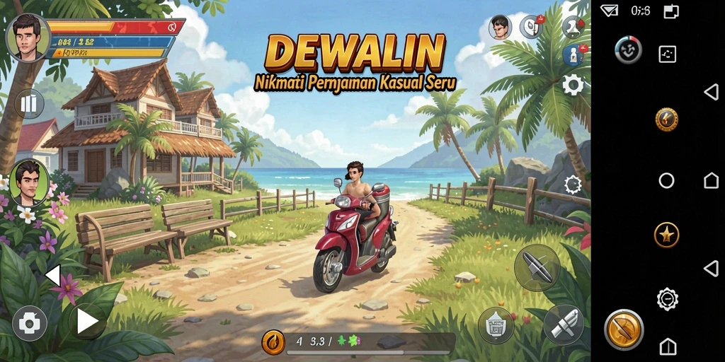 Tampilan gameplay seru dan penuh warna di DEWALIN.