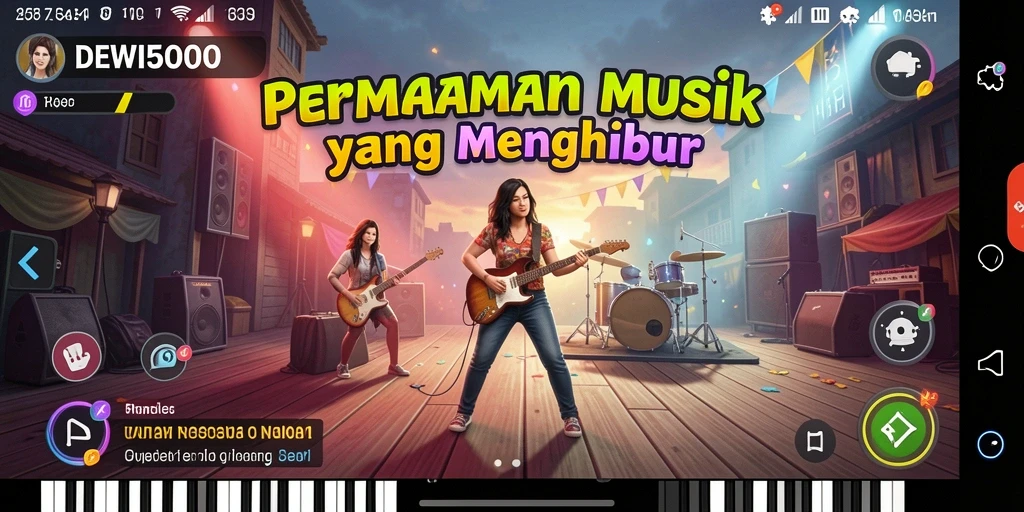 Screenshot gameplay DEWI5000 menampilkan momen seru bermain musik.