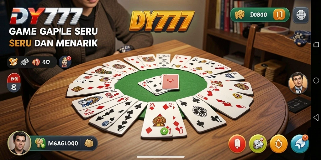 Tampilan gameplay Gaple seru di DY777 dengan teman-teman.