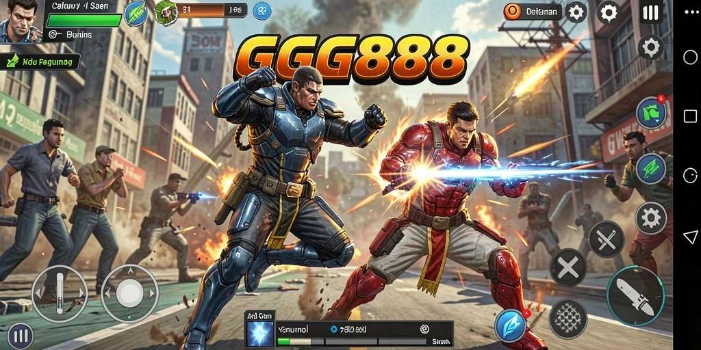Cuplikan gameplay GGG888 menampilkan pertarungan seru dan dinamis.