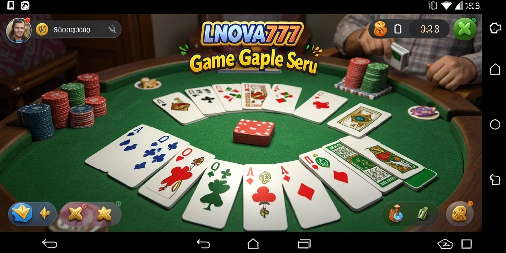 Screenshot LNOVA777 menampilkan suasana bermain Gaple yang seru.