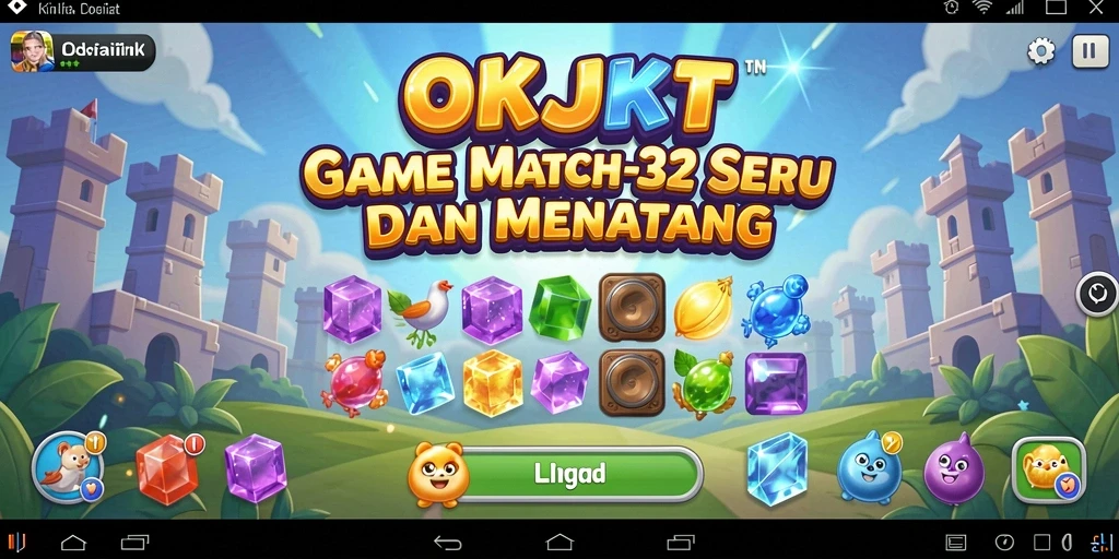 Tangkapan layar utama OKJKT menampilkan gameplay Match-3 yang menarik.