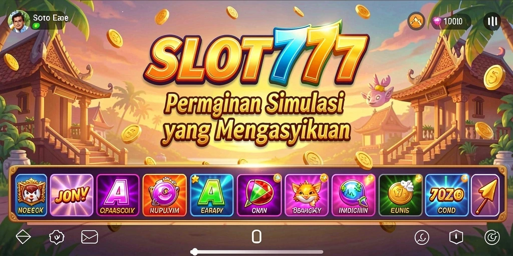 Screenshot permainan SLOT777 yang menunjukkan pengalaman Gameplay Simulation yang seru.