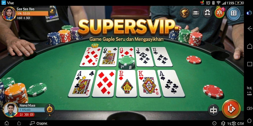 Tampilan gameplay seru Gaple di SUPERSVIP yang menyenangkan.