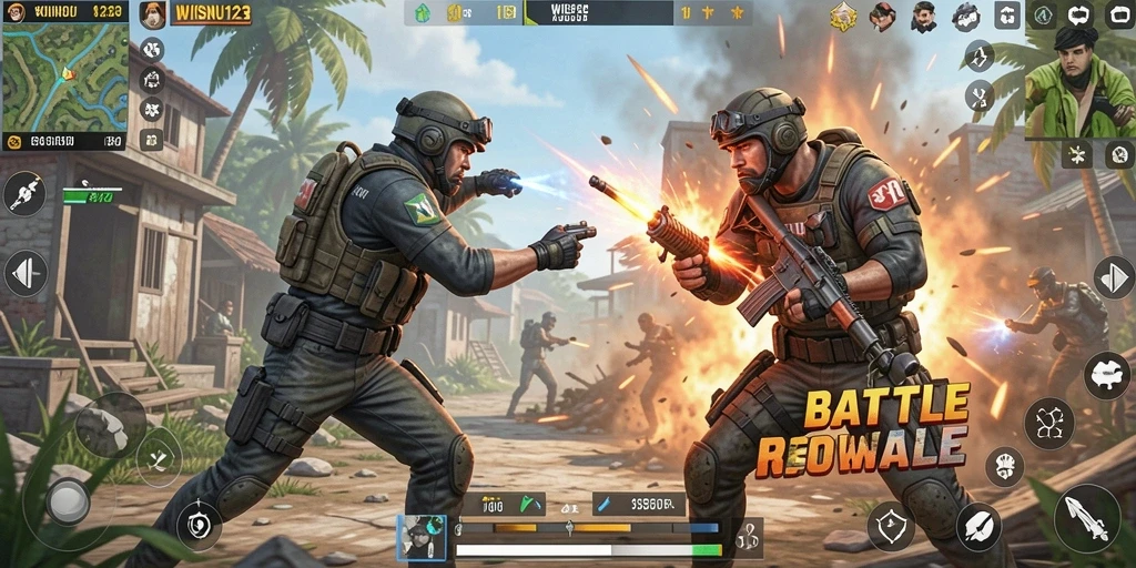 Gameplay dinamis dan strategi seru di WISNU123 Battle Royale.
