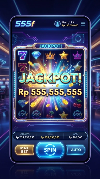 Screenshot aplikasi 555f menunjukkan berbagai kategori aplikasi yang tersedia.